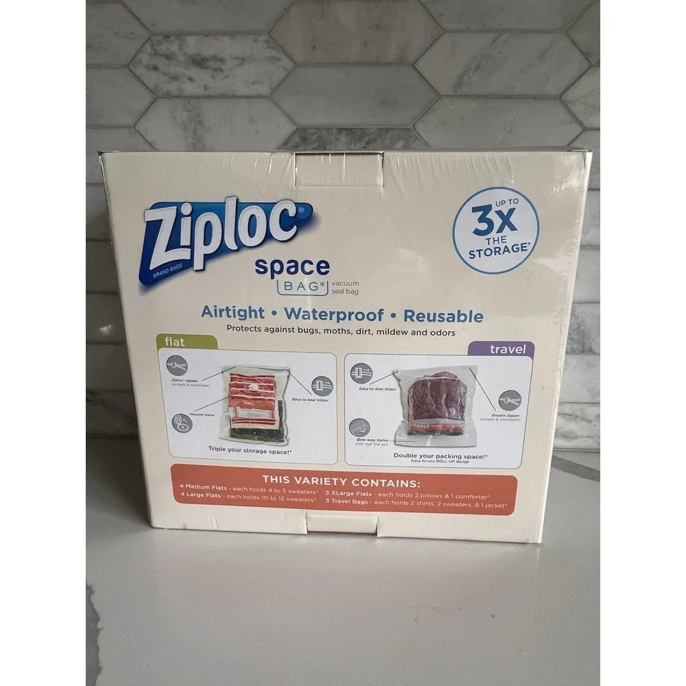 NEW‎ Ziploc Space Bag Combo 14 Bag Variety Vacuum Seal Air & Water Tight Storage